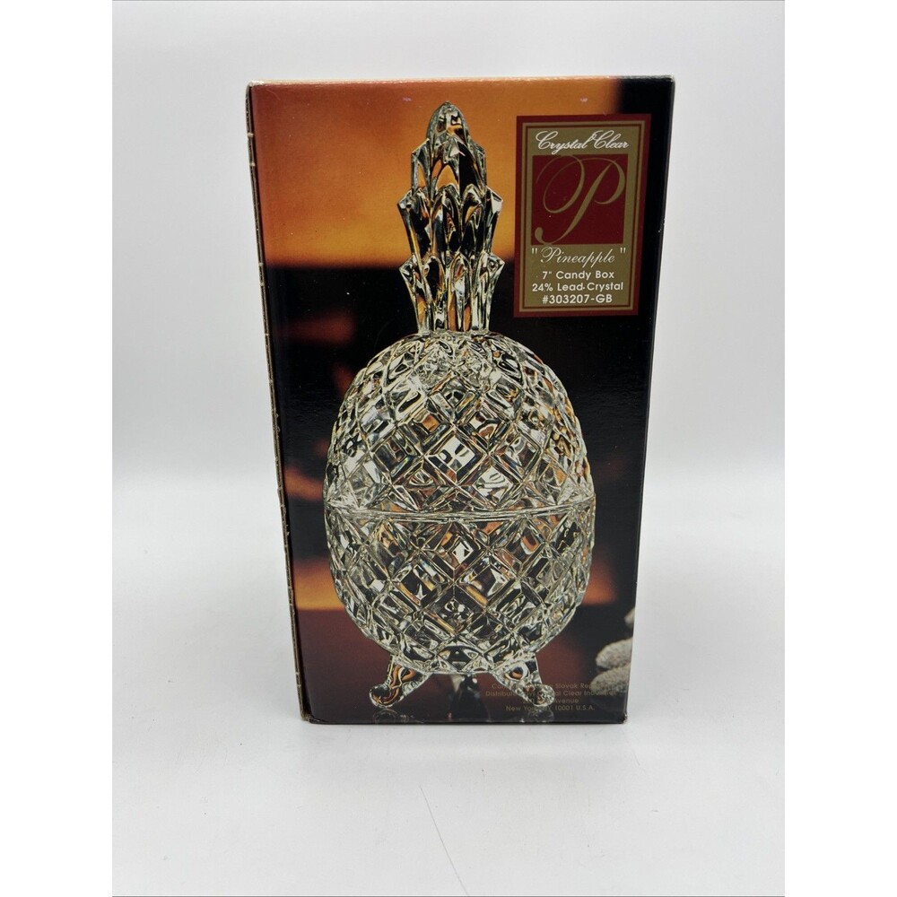 Crystal Clear Pineapple Footed Covered Candy Box